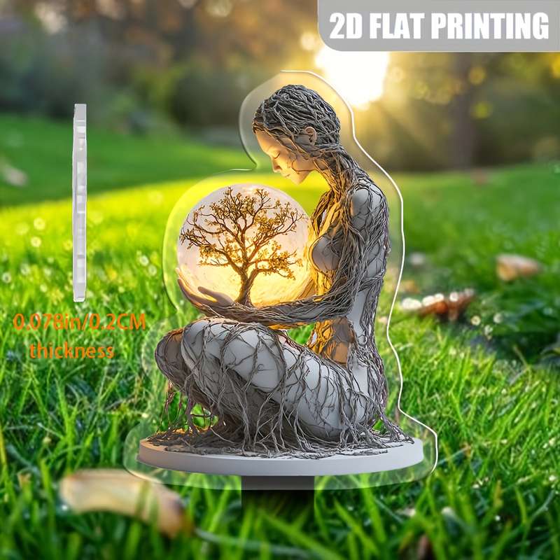 1pc 2D Flat   Forest Goddess Acrylic Garden Sign Windproof and Rainproof Outdoor Decoration