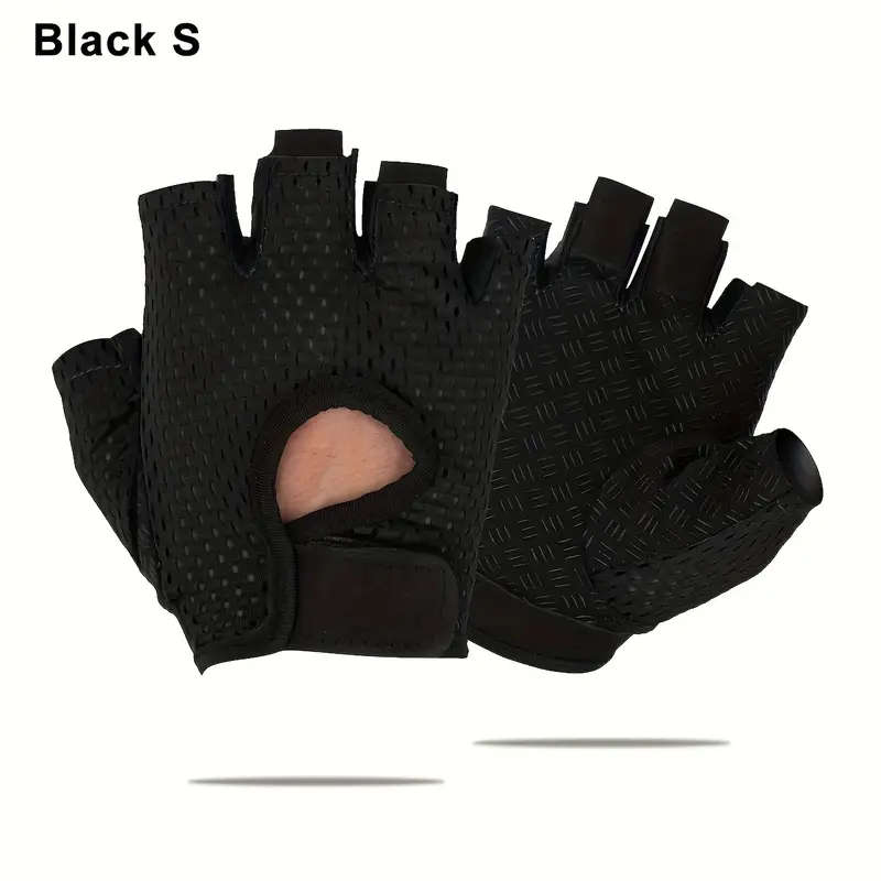1 Pair Size S Breathable Anti-Slip Half Finger Training Gloves Nylon Mesh Adjustable Wrist Strap