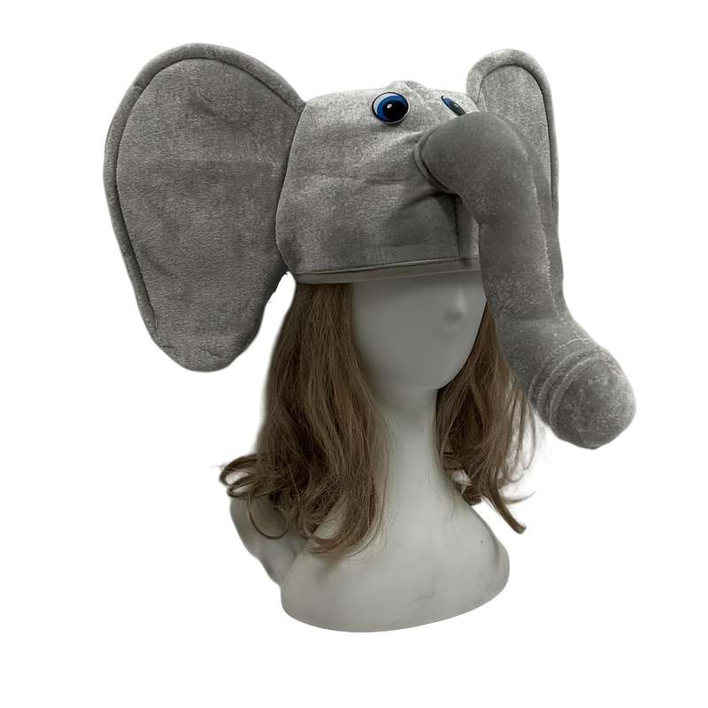 1pc Gray Elephant Hat with Blue Eyes Fun Festive Accessory for Parties Celebrations and Stage