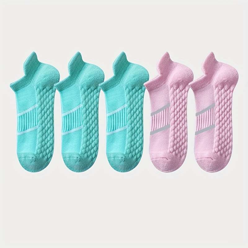 5 Pairs Mint Green And Pink One Size High Elastic Socks
