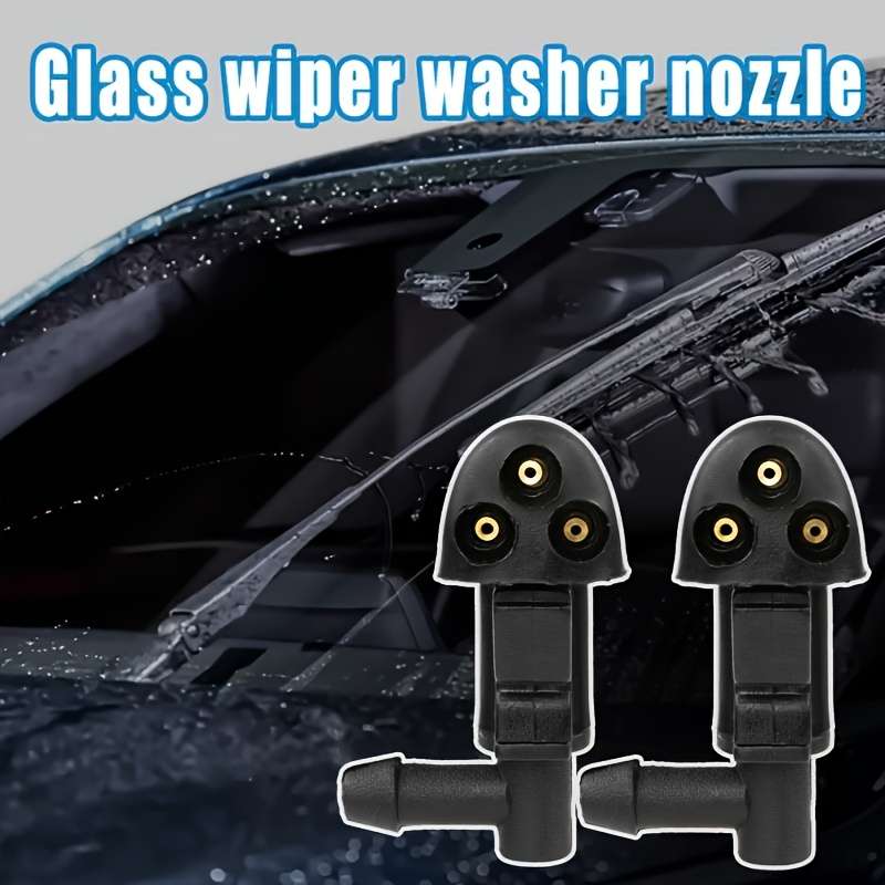 2Pcs Black Wiper Nozzle Three Hole Car Windshield Nozzle