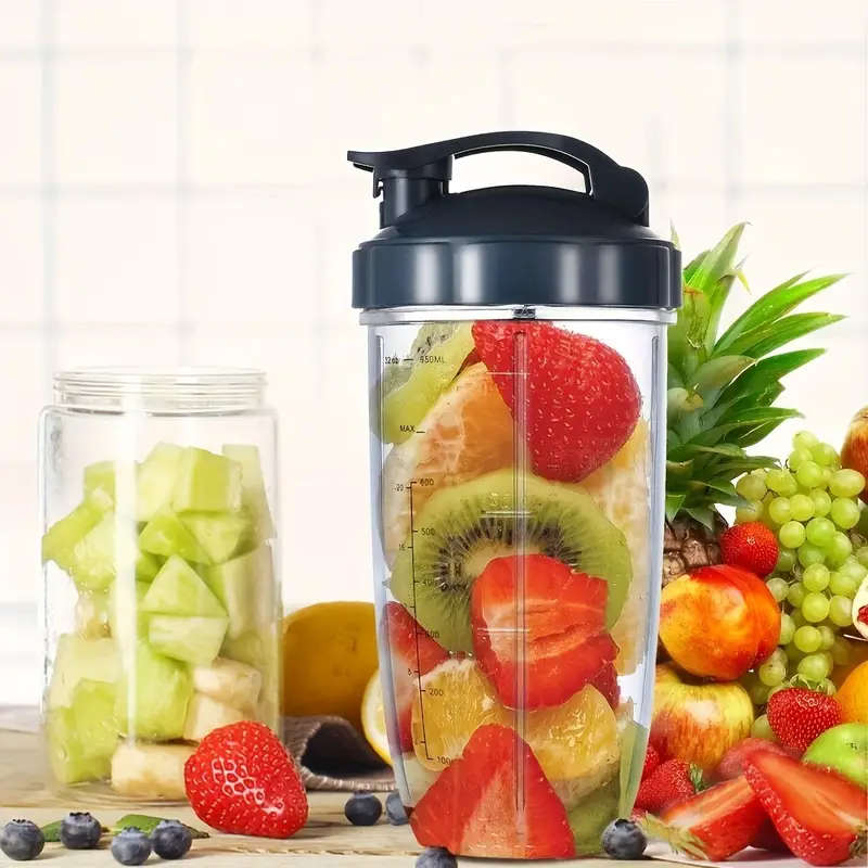 1pc Clear Plastic Blender Cup with Flip-Top Lid Compatible with Nutribullet 600W 900W Models Food-Sa