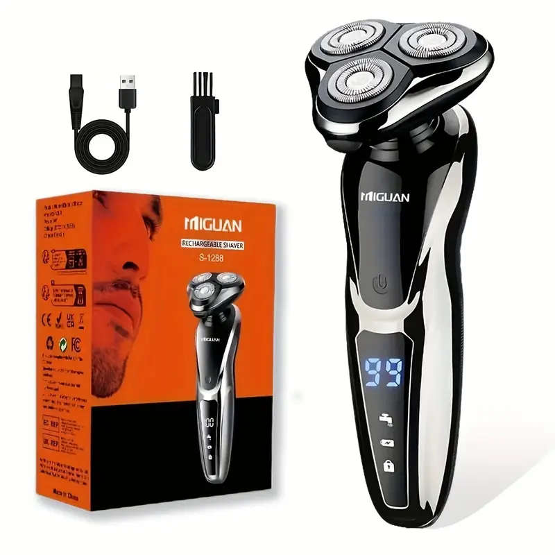 1pc Electric Shaver for Man Men'S Razor 600mAh Rechargeable Lithium Battery LED Display Stainless St