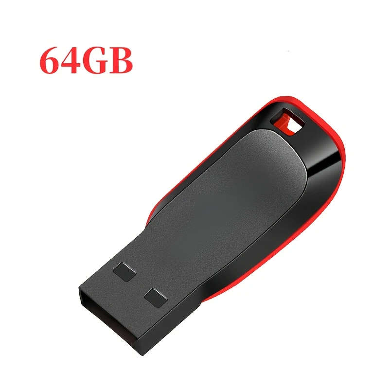 1pc High-Speed USB 2.0 Flash Drive 64GB Memory Stick Red Black for Computers Smart TVs Car Audio