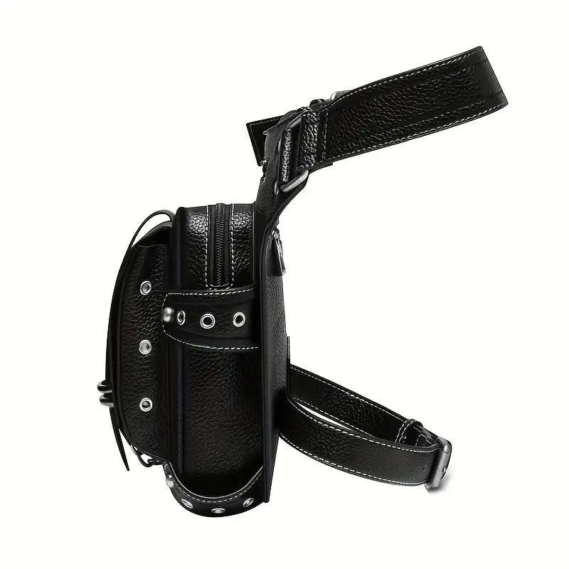 2025 New Men's Punk Style Synthetic Leather Waist Bag