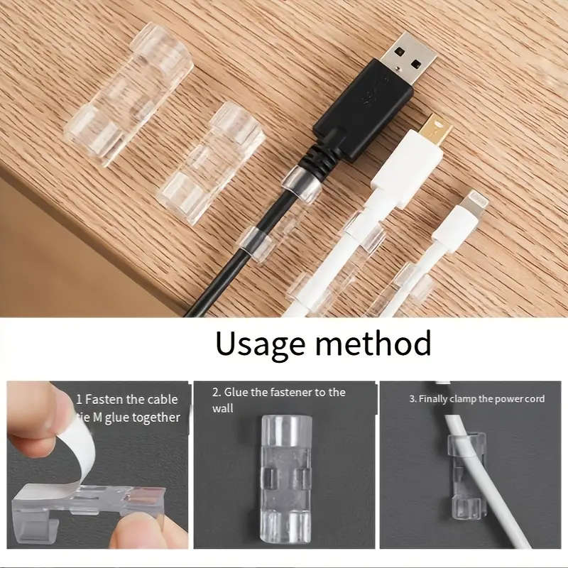 100 Self-Adhesive Wire Clips