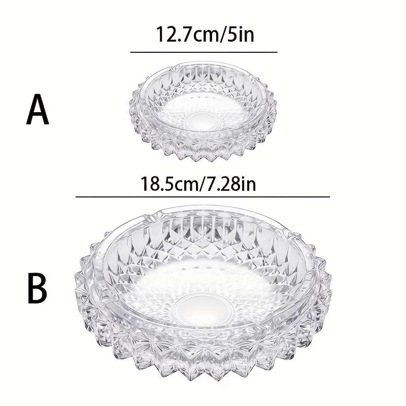 1pc Elegant Mesh Texture Crystal Ashtray Heavy-Duty Glass Cigarette Holder with Intricate Geometr