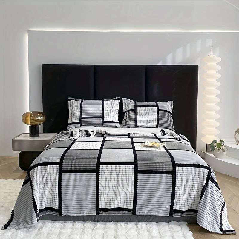 1ps Blanket Color Grey White size 100x150