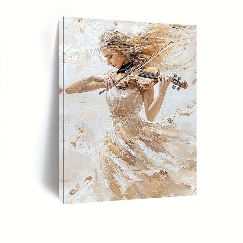 1pc Canvas Art Featuring a Beautiful Woman Playing The Violin Dressed Elegantly Framed for Wall D