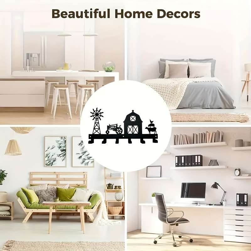 1pc Metal Wall Hanging Storage Row Rack With Hooks Durable Coat Holder For Keys Hats Household S
