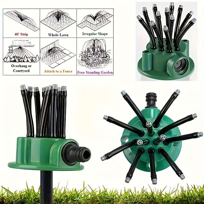 1Pc 360 Degree Automatic Multi Nozzle Sprinkler
