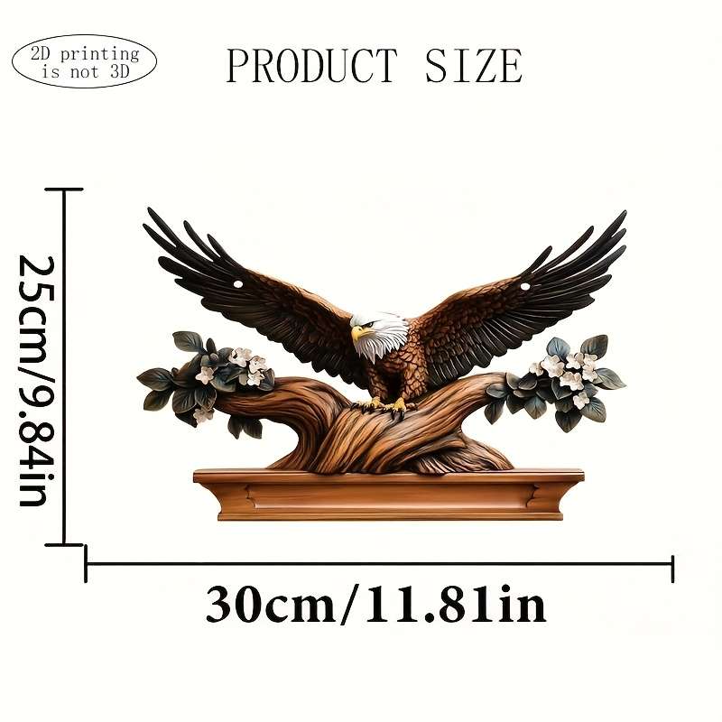 1pc Traditional Eagle Wall Mount Key HolderEasy Install Wooden Base with 4 Metal Hooks Decorati