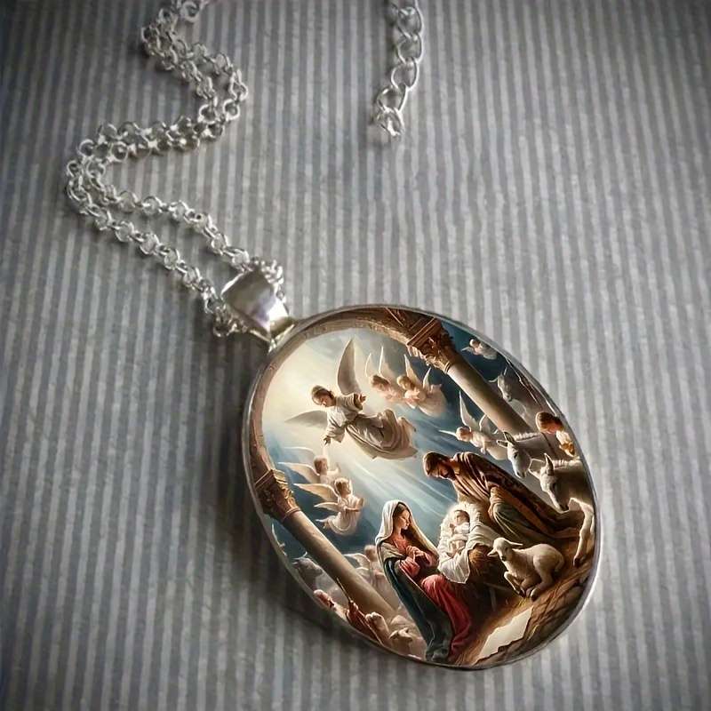 1 Piece Silvery Jesus Theme Pendant
