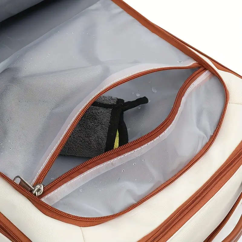 4pcs Set Expandable Nylon Business Backpack Solid Color Waterproof Zipper Closure