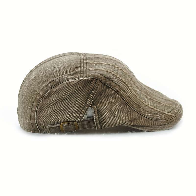 1pc Vintage Cotton Newsboy Cap with Letters Adjustable Unisex Beret Hat for Men Women Soft S