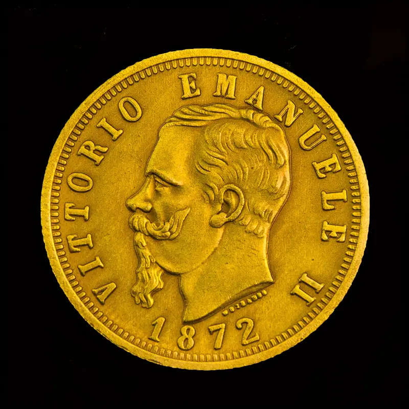 Golden Plated Vittorio Emanuele II 1872 Relica Commemorative Coin