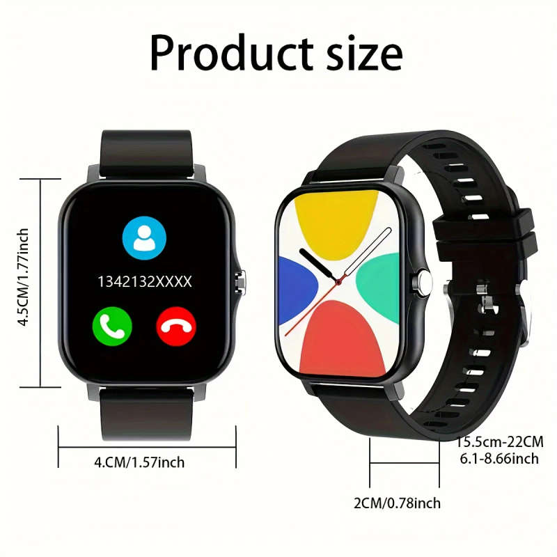 1pc 1.83-inch HD Full Screen Touch Men's and Women's Sports Smart Watch Make Answer Calls Step Count