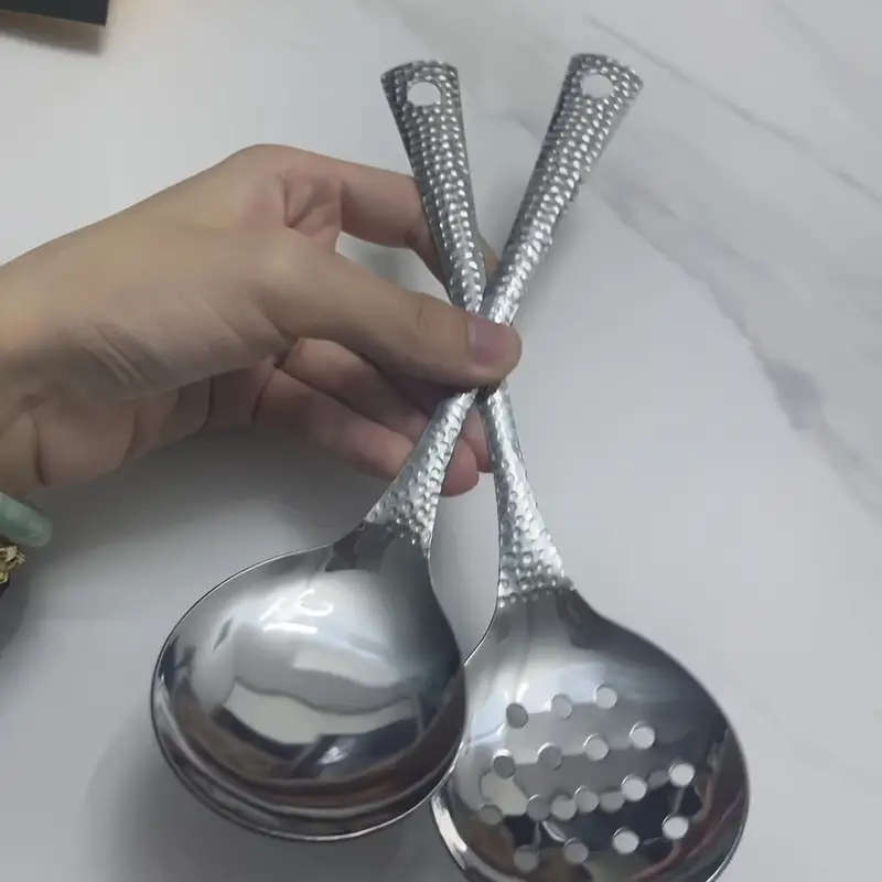 2-Pack Stainless Steel Hot Pot Spoon Soup Spoon Colander