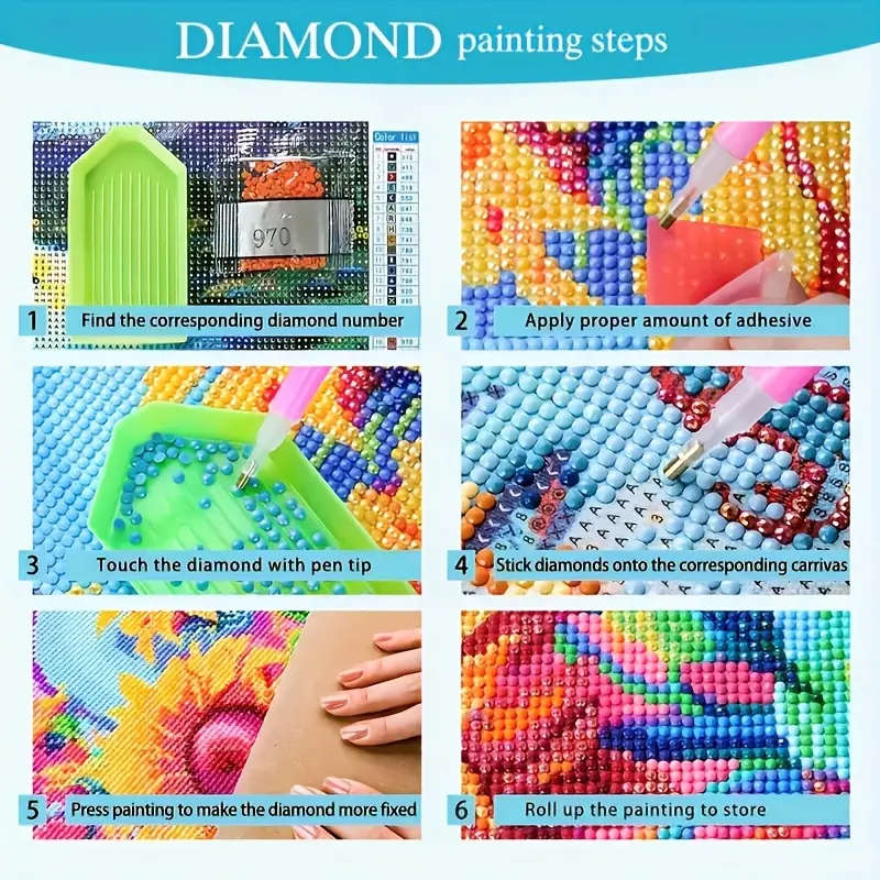 1pc DIY 5D Diamond Painting Kit Colorful Watercolor Landscape Full Drill Round Rhinestone Embroidery