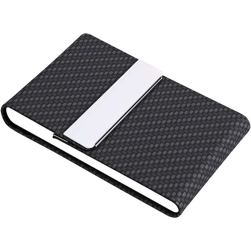1pc Business Card Holder Faux Leather Business Card Case Pocket Card Holders for Men Or Women Met