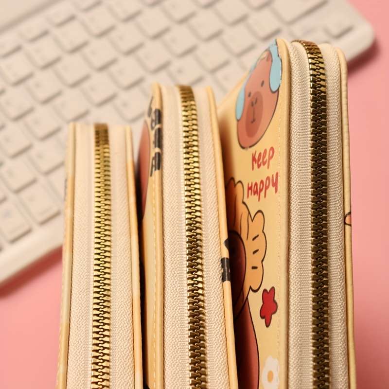 1pc Capybara-Themed Long Wallet for Girls Women Large Capacity Multi-Card Slots Synthetic Fau