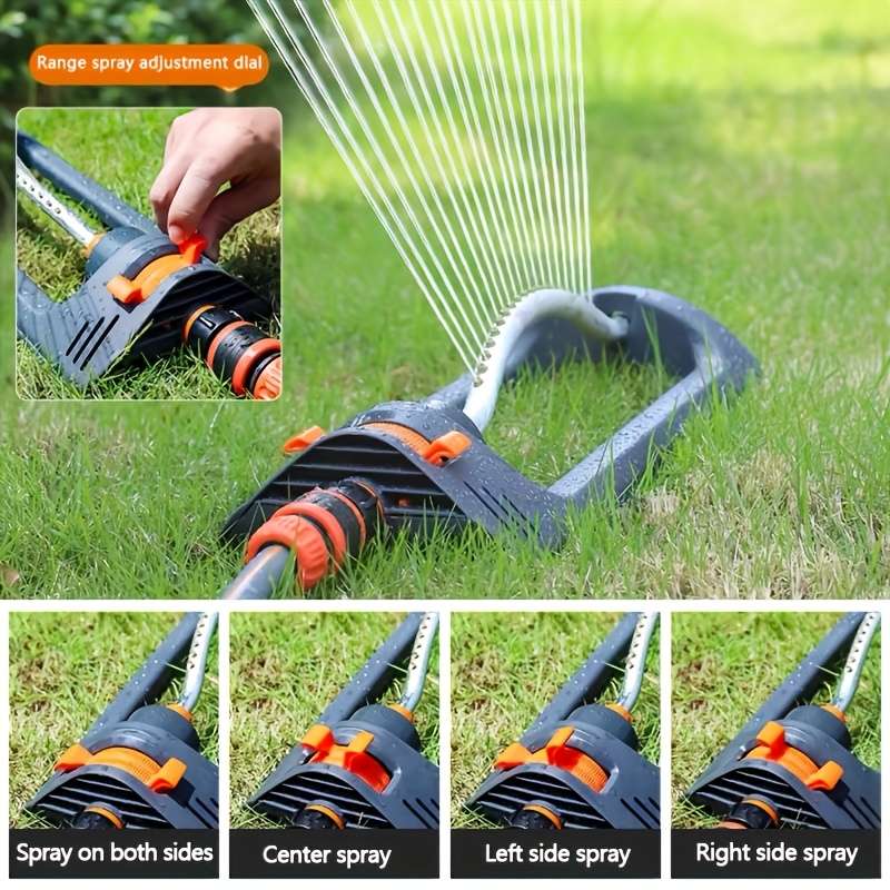 1Pc Orange Gray Automatic Swing Sprinkler With Rotating Nozzle
