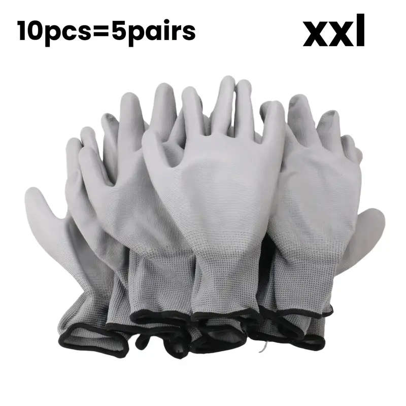 10pcs Outdoor Multifunctional Gray Gloves Size XXL Anti-slip and Wear-resistant Suitable for Gardeni