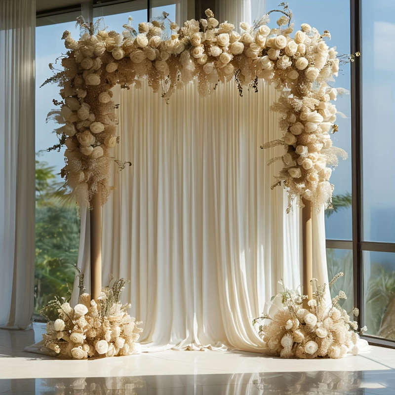 2 Pieces Elegant Ivory Drape Curtains