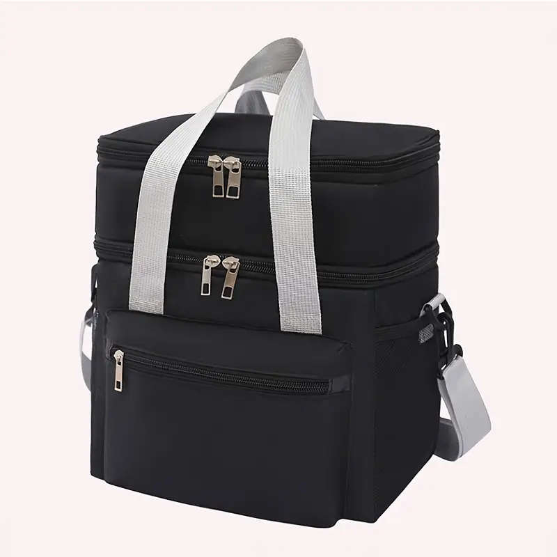 1pc Large Capacity Insulated Lunch Bag Large Capacity Insulated Lunch Bag Double Layered Adjustable