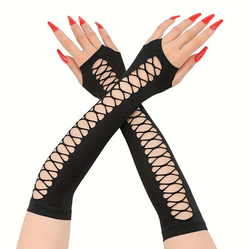 1 Pair Black Breathable Elastic Sleeve Covers Gloves