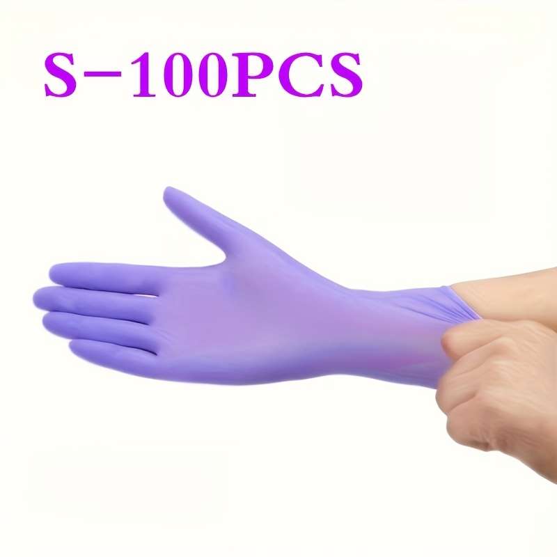 100pcs Thickened Purple Size S Household Cleaning Gloves