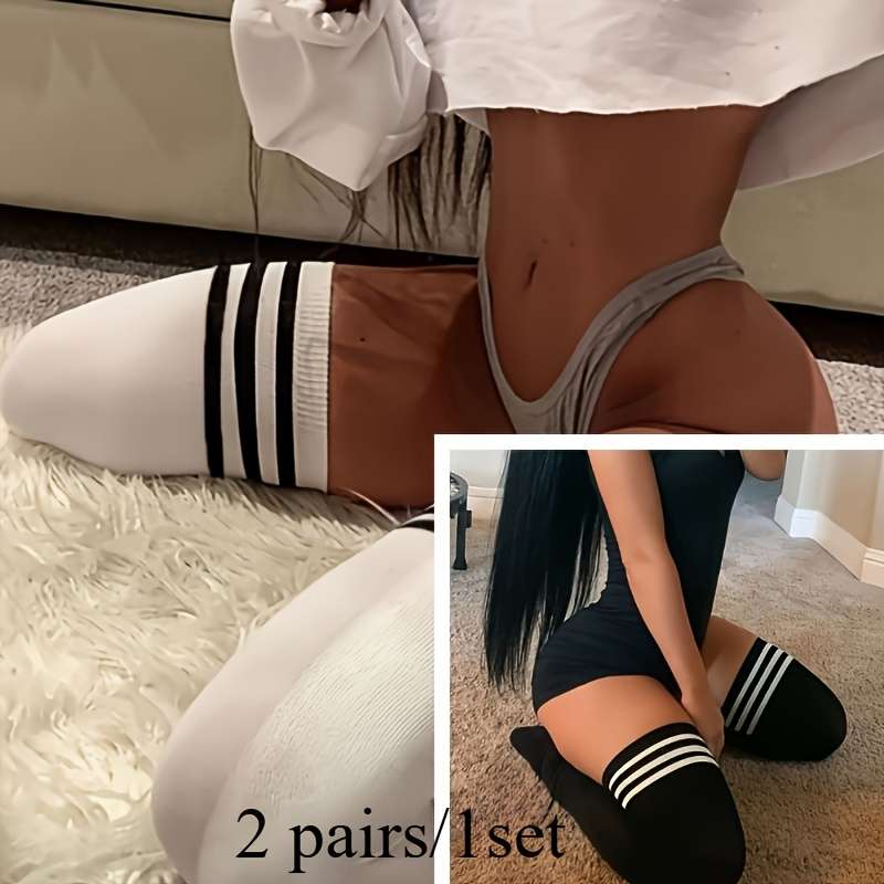 1 Pair White And Black One Size Socks