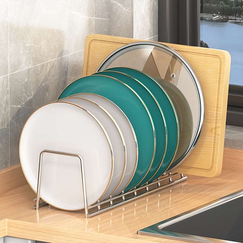 1pc Stainless Steel Dish Rack with Drain Drawer Space-Saving Kitchen Organizer for Plates and