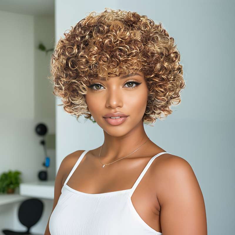 1Pc Golden Yellow 30.48cm Fashion Design Wig