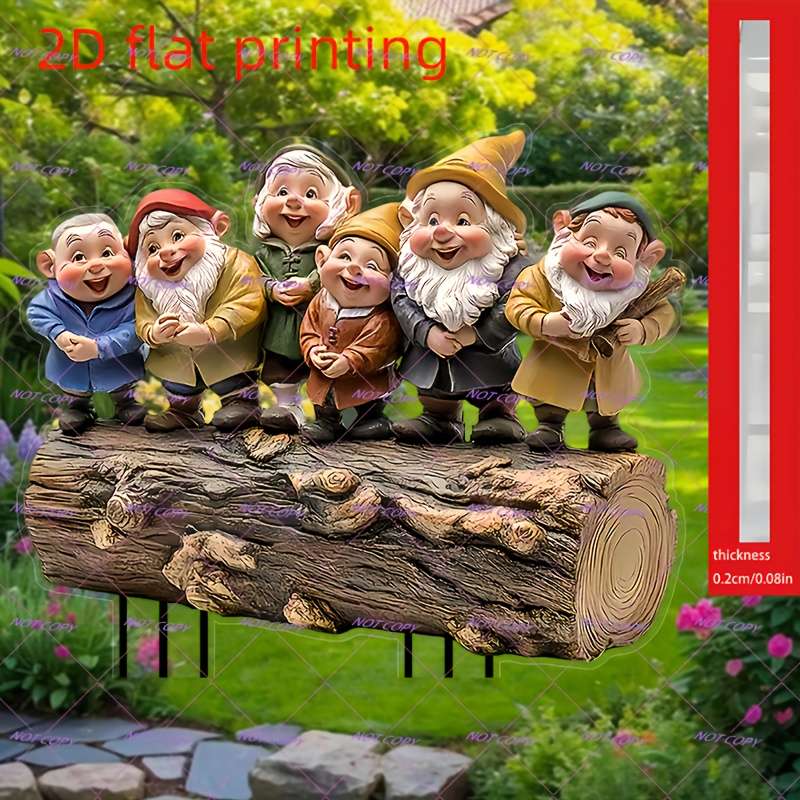 1pc 2D Flat  Printing Hot-Selling Cute Dwarf Garden Decoration Floor Plug-In Suitable for Courtyard