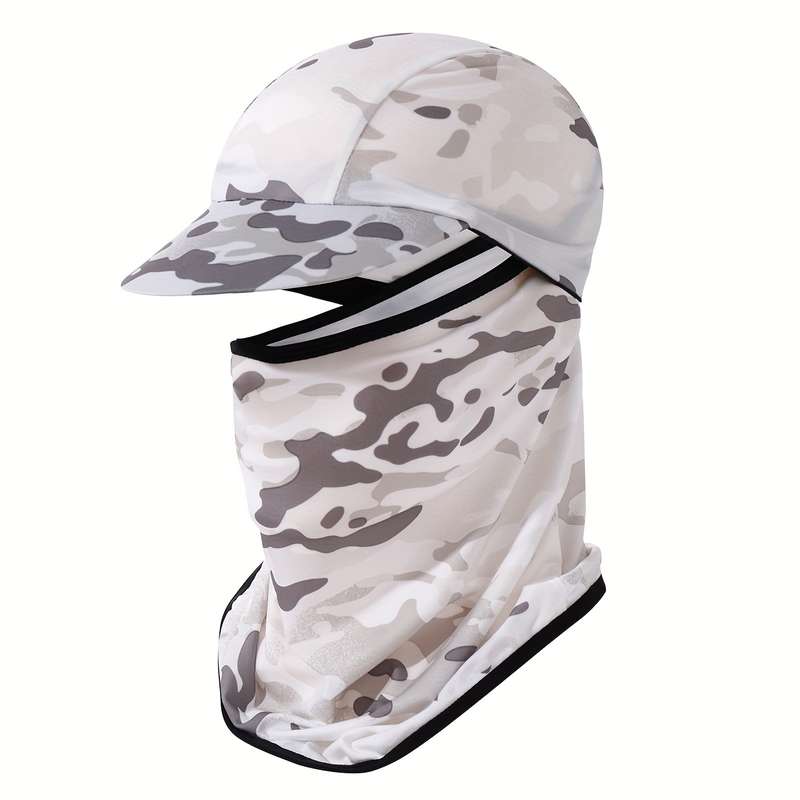 1pc Multi-Color Wide-Brim Sun Hat with Face Mask Stylish Knit Polyester Ideal for Fishing H