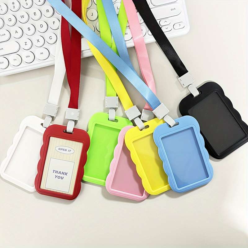 1pc 1 Set ABS Slide Card Holder 3 Inch ID Postcards Bus Rainbow Card Organizer With PP Buckle Lan