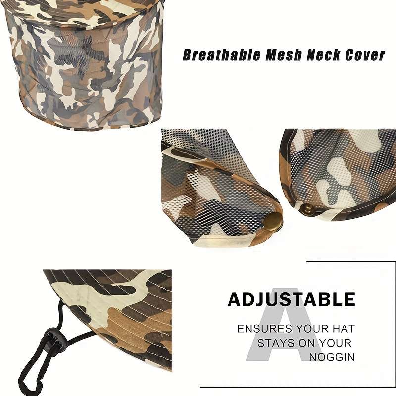 1pc Outdoor Fishing Hat Wide Brim Sun Hat With Neck Flap UV Protection Bucket Hat For Hiking