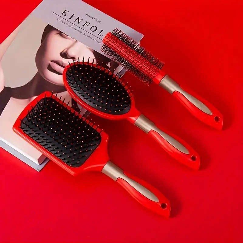 5pcs Professional Hair Brush Set for Normal Hair Rubber Bristle Styling Combs