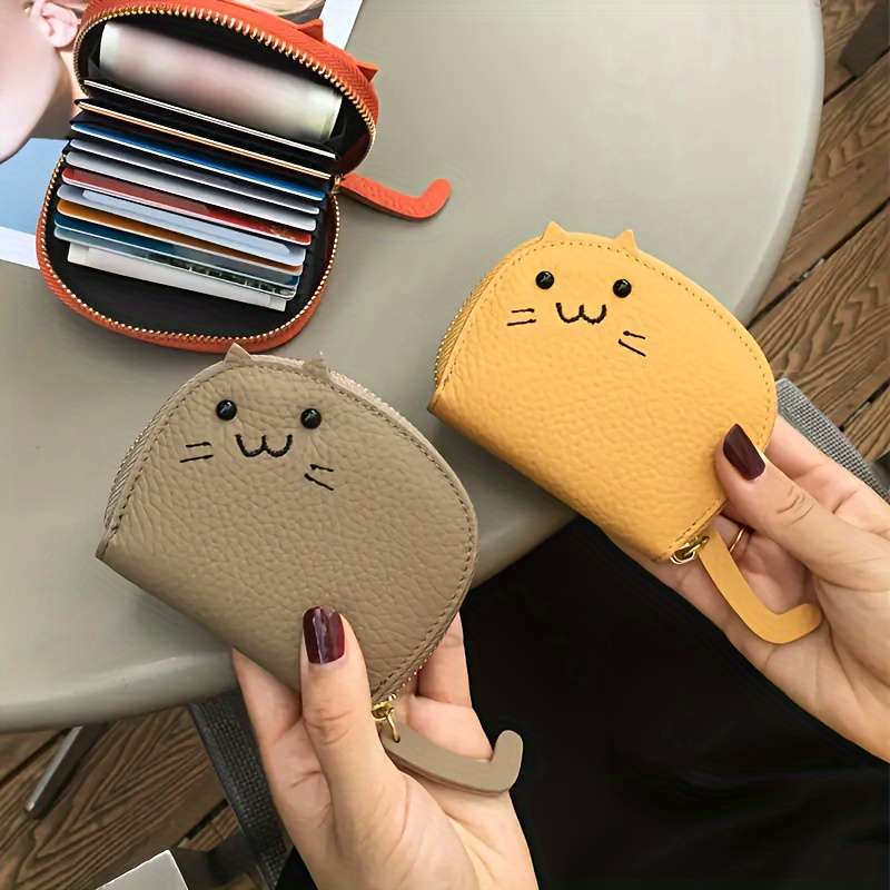 1pc Cat Card Holder for Women 2024 New Compact Internet Celebrity Cute Multi-Card Holder Advanced C