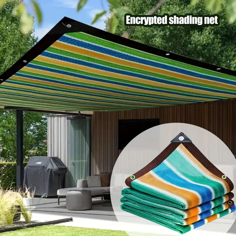 1pc Colorful Striped High-Density Breathable Sun Shade Net Size200x300cm Durable Plastic Outdoor