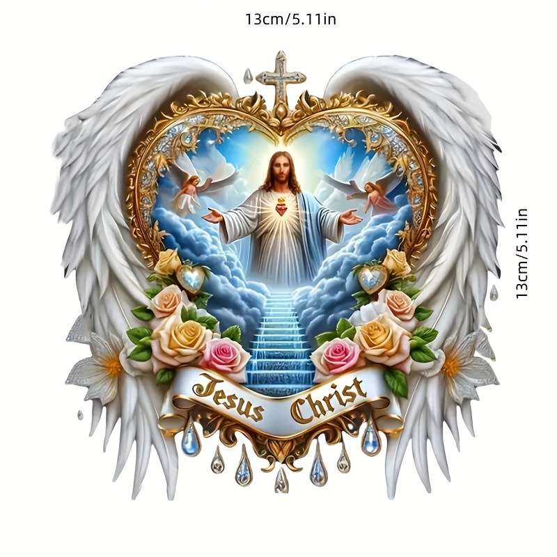 1pc AngelPriest 13cmx13cm Jesus Christian Themed Stickers