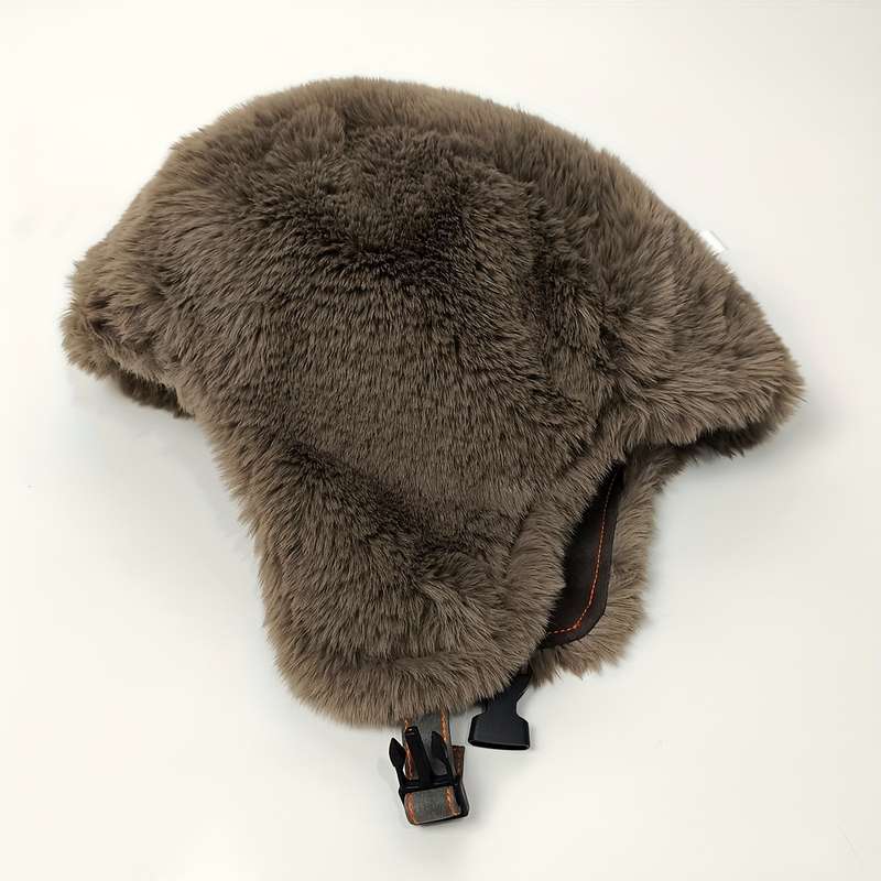 1pc Unisex Retro Geometric Pattern Suede Velvet Winter Beanie Thickened Insulation Windproof Ear