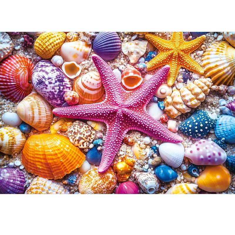 1000pcs Colorful Seashells Starfish Jigsaw Puzzle for Adults Vibrant Beach-Themed