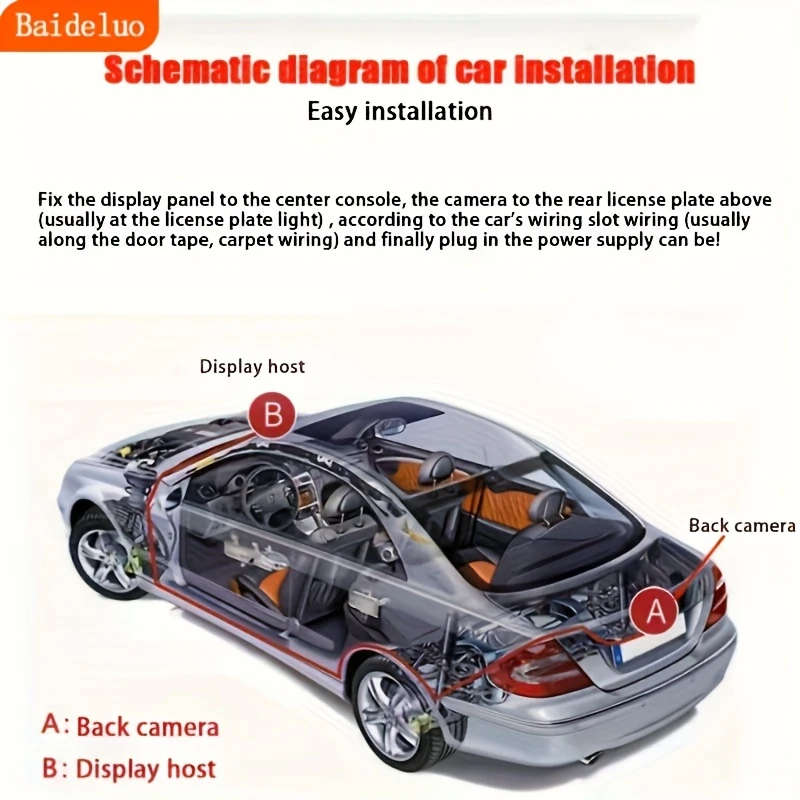 1pc Car Monitor Camera 4.3-inch Display HD Reversing Rearview Camera Car Reversing Kit for Car Picku
