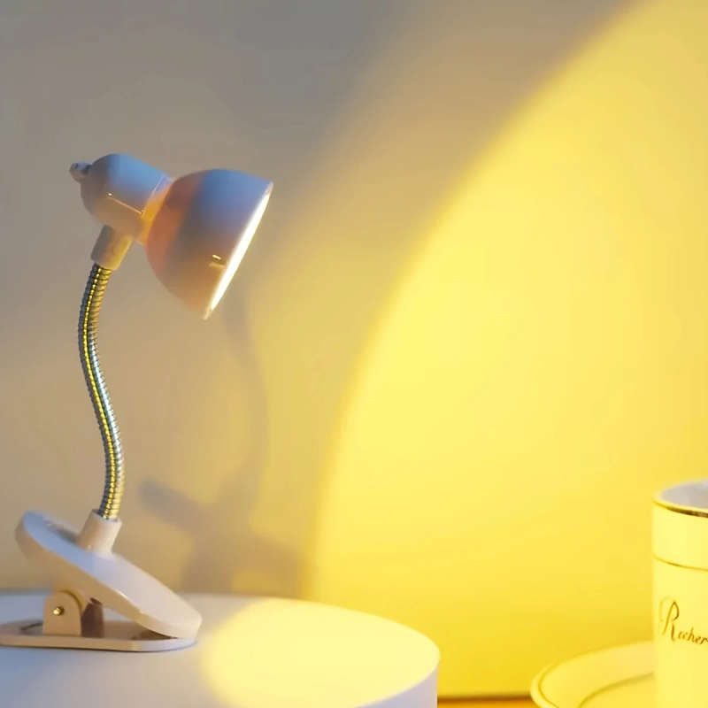 1pc Mini Portable Eye-Protecting Clip Book Light LED Warm Light Night Reading Light Adjustable Arm