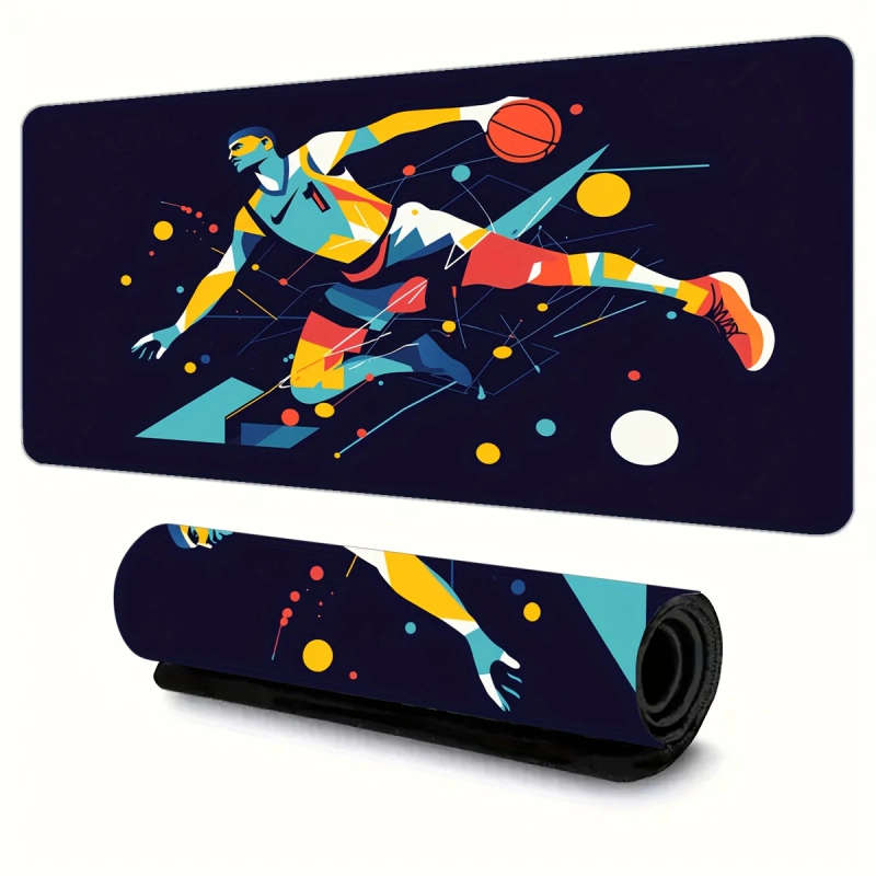 1pc 30x60cm Basketball Player Dynamic Illustration Gaming Mouse Pad Non-Slip Waterproof Washable