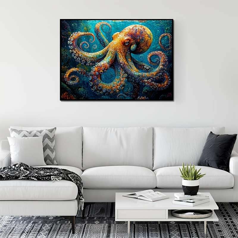 1000pcs Vibrant Deep Blue Octopus Jigsaw Puzzle Scratch-Resistant Advanced Skill L