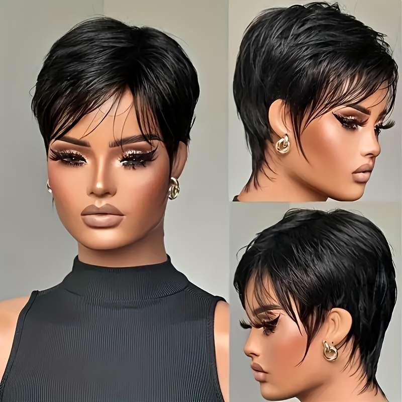 1Pc Black 15.24cm Fashion Design Wig