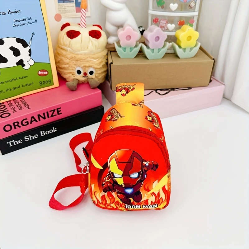 1pc Crossbody Bag for Men Stylish Nylon Sling Bag with Zipper Closure Red Golden Flame Design